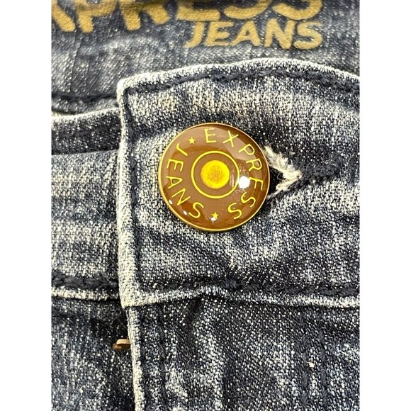 Express Jeans Women’s Denim Shorts 6 Blue 4-Pocket Zip & Button Stretchy - Picture 7 of 16